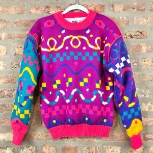 Vintage 90's Peregrine Sweater Wool Neon Lined M